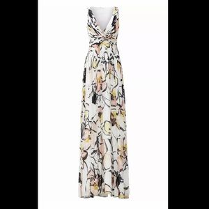 Badgley Mischka White Floral Maxi Dress